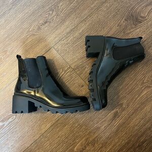 Black Patent Leather Chelsea Boots